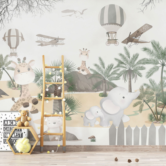 Panoramic Wallpaper - Kid Wall Mural - Jungle Animals