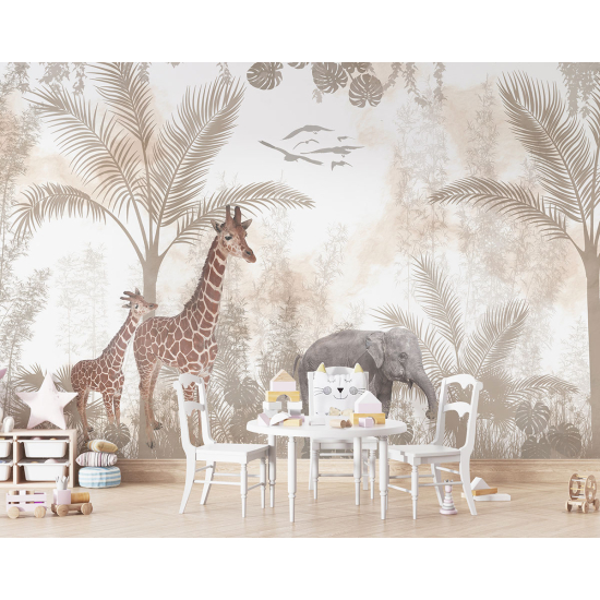 Panoramic Wallpaper - Kid Wall Mural - Jungle Animals