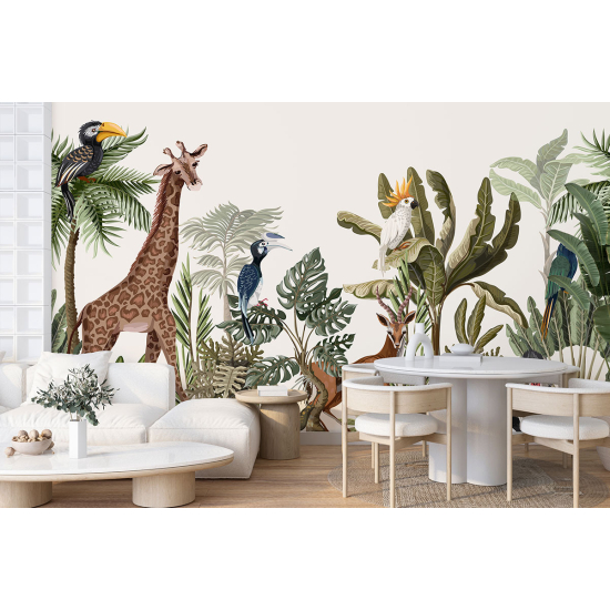 Panoramic Wallpaper - Kid Wall Mural - Jungle Animals