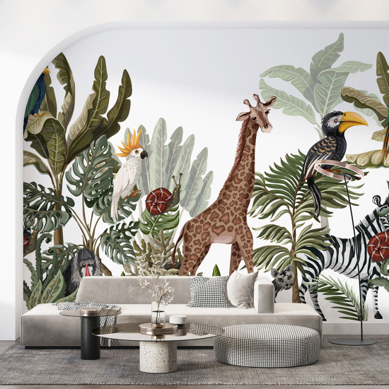 Panoramic Wallpaper - Kid Wall Mural - Jungle Animals