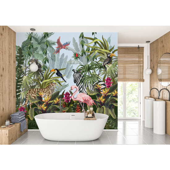 Panoramic Wallpaper - Kid Wall Mural - Jungle Animals