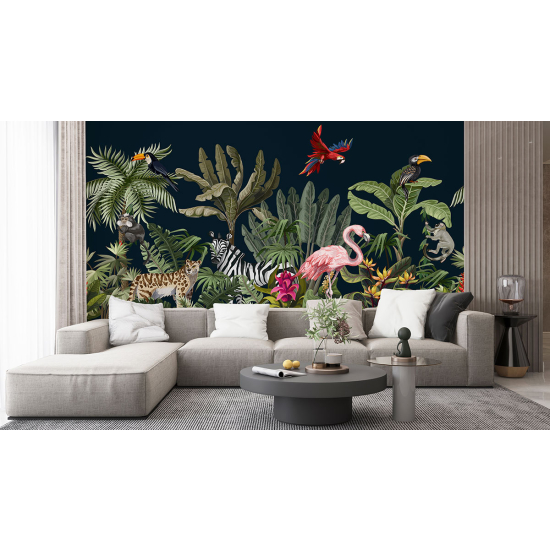 Panoramic Wallpaper - Kid Wall Mural - Jungle Animals