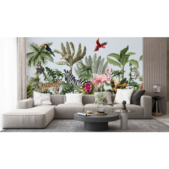 Panoramic Wallpaper - Kid Wall Mural - Jungle Animals