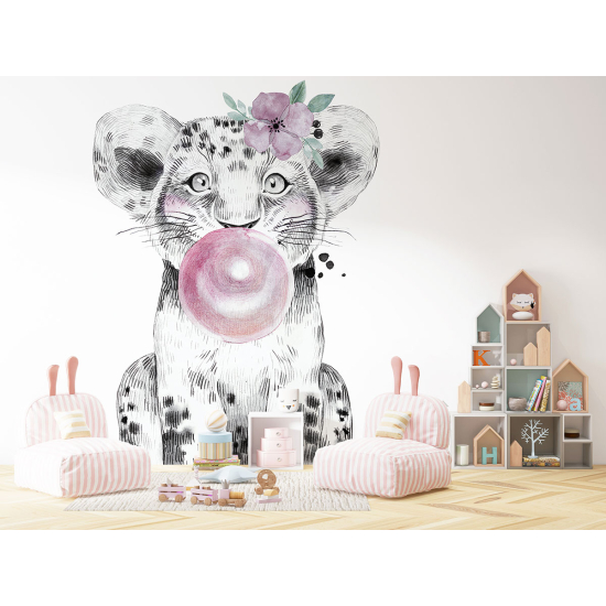 Panoramic Wallpaper - Kid Wall Mural - Lion Chewing Gum