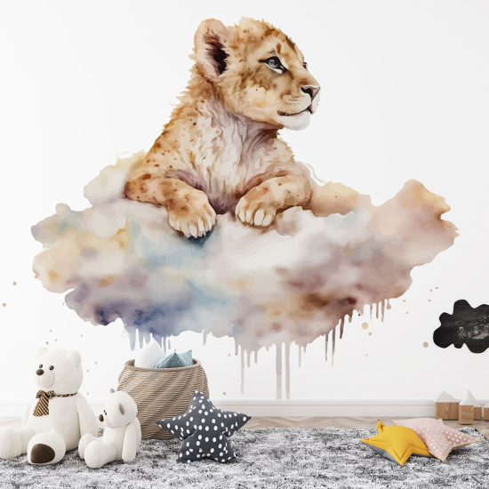 Panoramic Wallpaper - Kid Wall Mural - Lion clouds