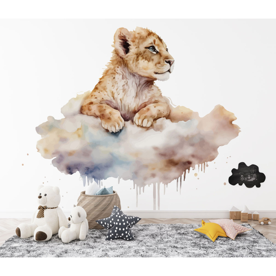 Panoramic Wallpaper - Kid Wall Mural - Lion clouds