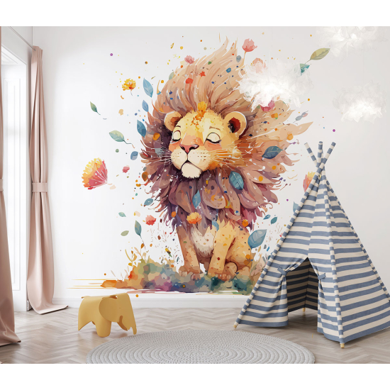 Panoramic Wallpaper - Kid Wall Mural - Lion cub