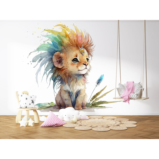 Panoramic Wallpaper - Kid Wall Mural - Lion cub