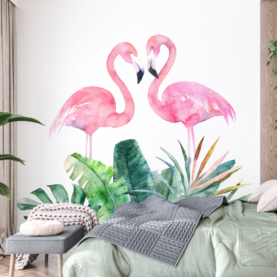 Panoramic Wallpaper - Kid Wall Mural - Pink flamingos