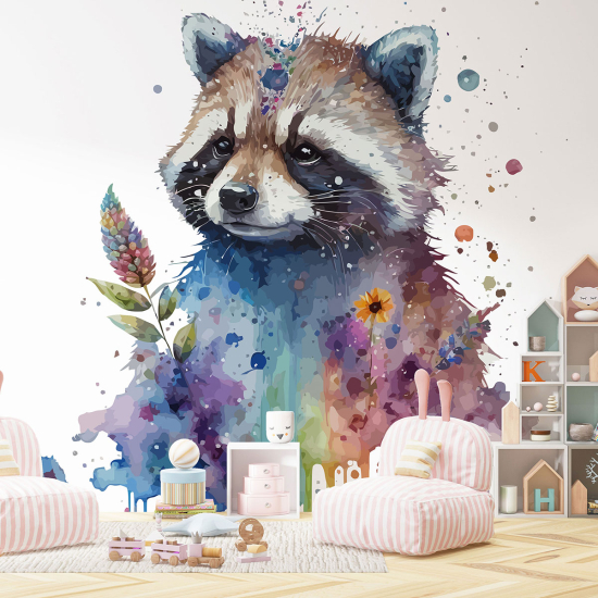 Panoramic Wallpaper - Kid Wall Mural - Raccoon