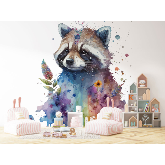 Panoramic Wallpaper - Kid Wall Mural - Raccoon