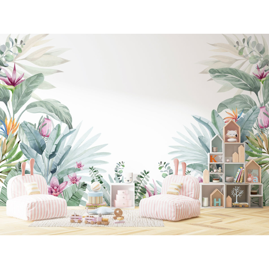 Panoramic Wallpaper - Kid Wall Mural - Tropical leaves