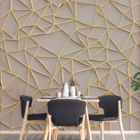 Panoramic Wallpaper - Wall Mural - 3D Effect Geometric Shapes