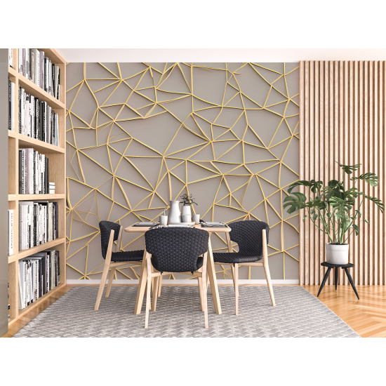 Panoramic Wallpaper - Wall Mural - 3D Effect Geometric Shapes