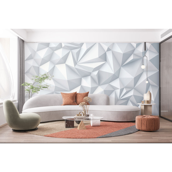 Panoramic Wallpaper - Wall Mural - 3D Effect Geometric Shapes