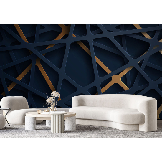 Panoramic Wallpaper - Wall Mural - 3D Effect Geometric Shapes