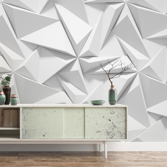 Panoramic Wallpaper - Wall Mural - 3D Effect Triangles