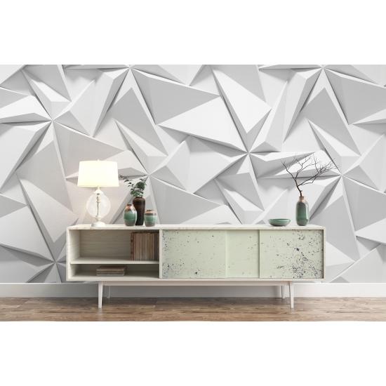 Panoramic Wallpaper - Wall Mural - 3D Effect Triangles