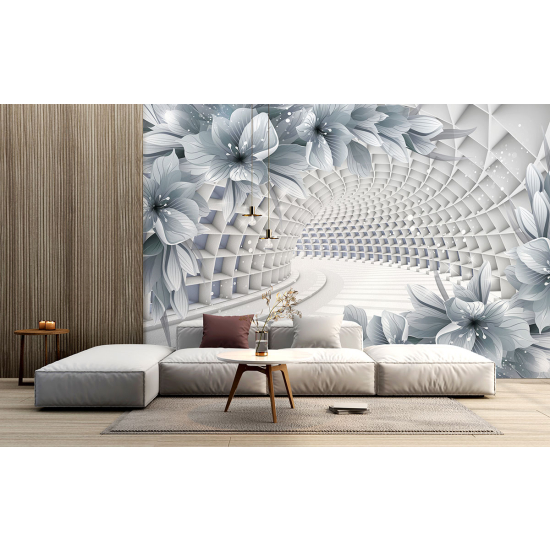 Panoramic Wallpaper - Wall Mural - 3D flowers tunnel