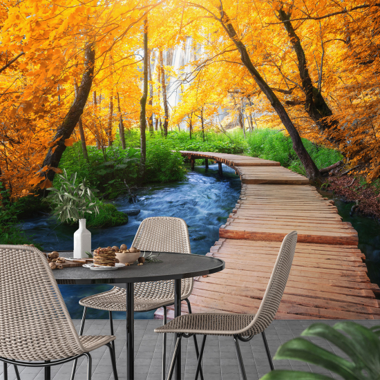 Panoramic Wallpaper - Wall Mural - Autumn Pontoon