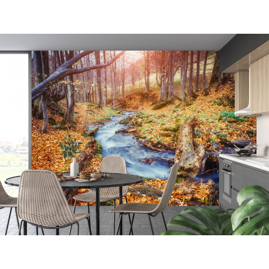 Panoramic Wallpaper - Wall Mural - Autumn River