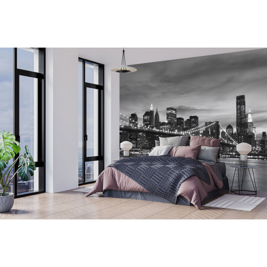 Panoramic Wallpaper - Wall Mural - Black and White Panorama of New York