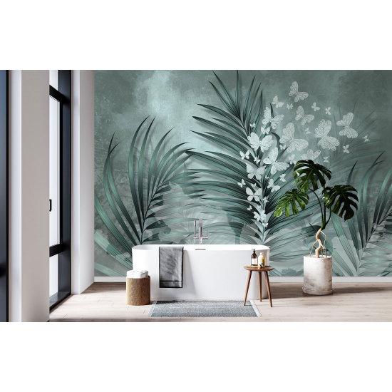 Panoramic Wallpaper - Wall Mural - Butterfly Leaves