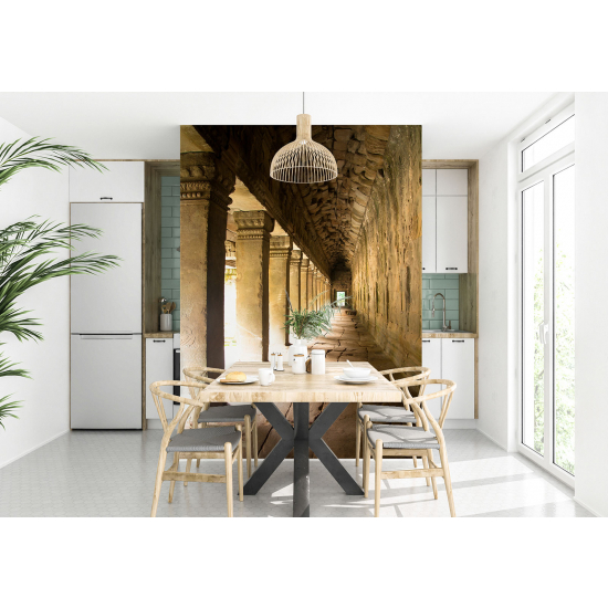 Panoramic Wallpaper - Wall Mural - Corridor at Angkor Wat Cambodia