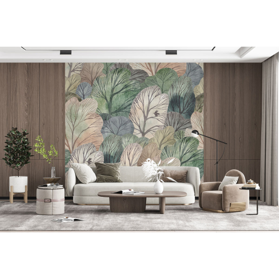 Panoramic Wallpaper - Wall Mural - Design Leaves