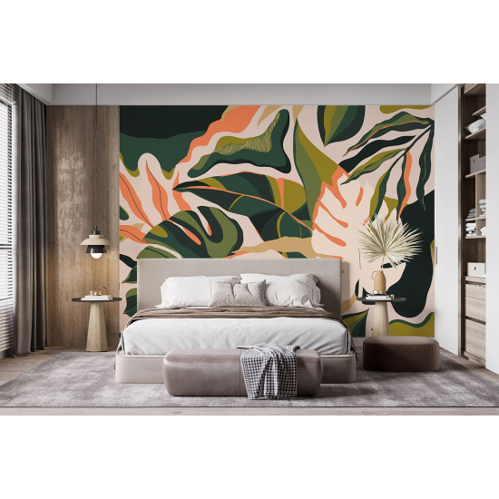 Panoramic Wallpaper - Wall Mural - Design Leaves