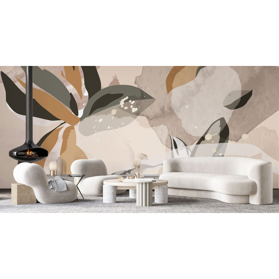 Panoramic Wallpaper - Wall Mural - Design Leaves