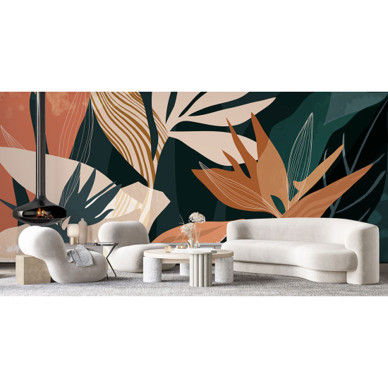 Panoramic Wallpaper - Wall Mural - Design Leaves