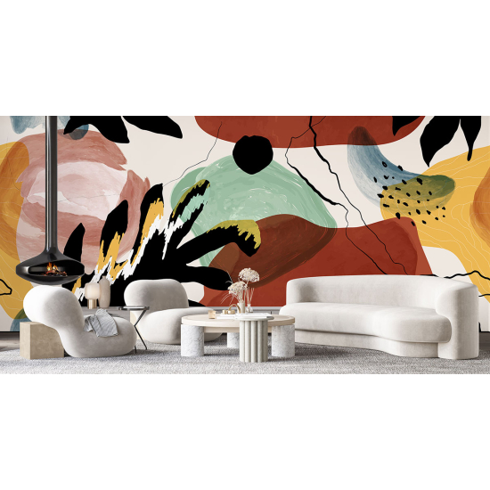 Panoramic Wallpaper - Wall Mural - Design Leaves