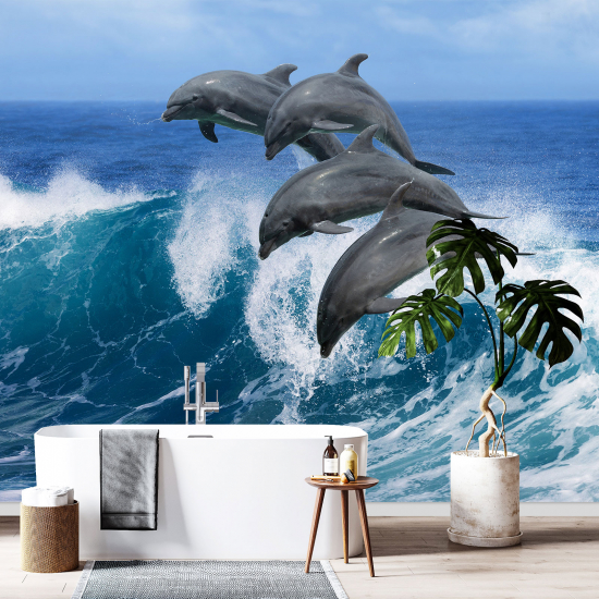 Panoramic Wallpaper - Wall Mural - Dolphins