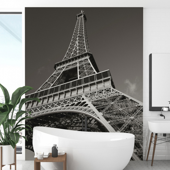 Panoramic Wallpaper - Wall Mural - Eiffel Tower Black and White