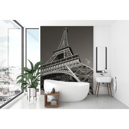 Panoramic Wallpaper - Wall Mural - Eiffel Tower Black and White