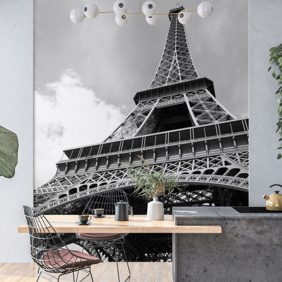 Panoramic Wallpaper - Wall Mural - Eiffel Tower Black and White