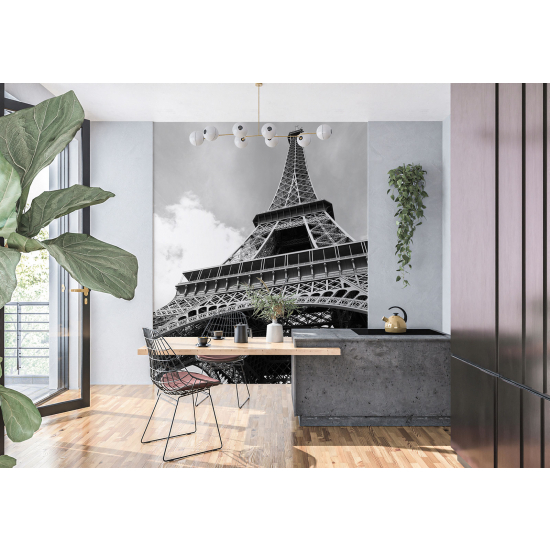 Panoramic Wallpaper - Wall Mural - Eiffel Tower Black and White