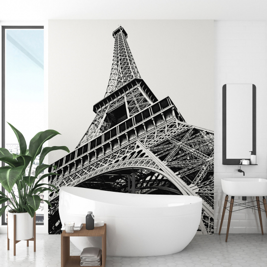 Panoramic Wallpaper - Wall Mural - Eiffel Tower Black and White