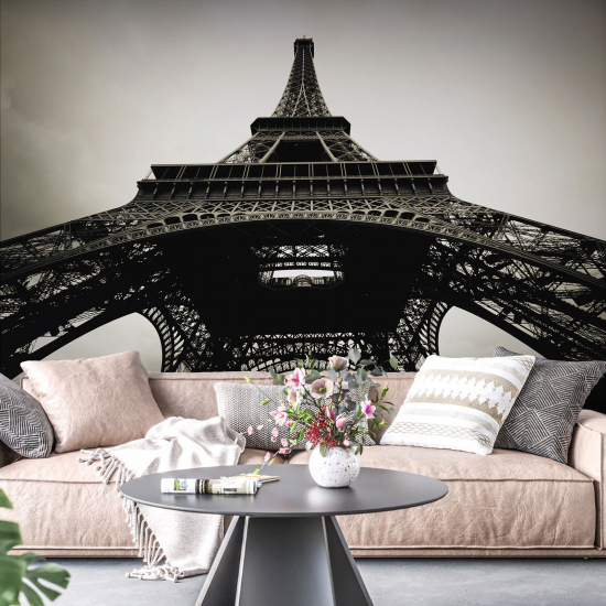 Panoramic Wallpaper - Wall Mural - Eiffel Tower Black and White