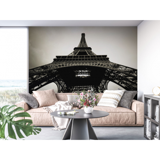 Panoramic Wallpaper - Wall Mural - Eiffel Tower Black and White