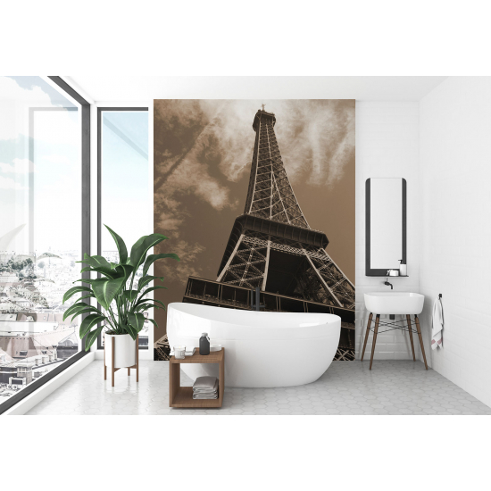 Panoramic Wallpaper - Wall Mural - Eiffel Tower Sepia