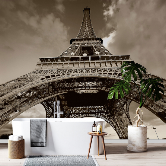 Panoramic Wallpaper - Wall Mural - Eiffel Tower Sepia