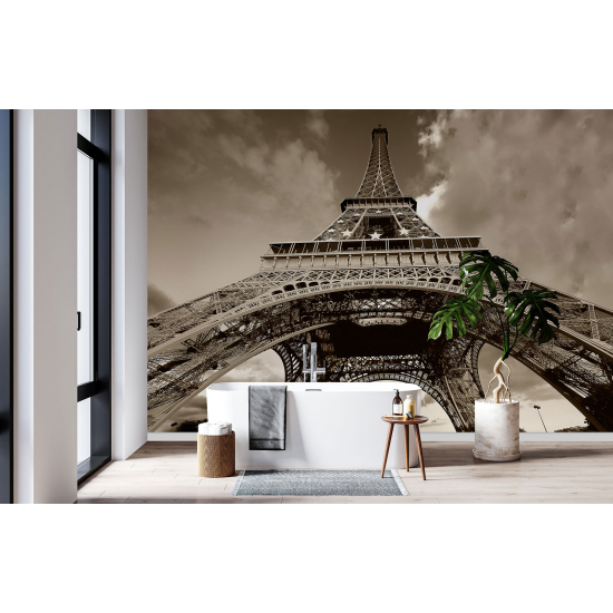 Panoramic Wallpaper - Wall Mural - Eiffel Tower Sepia