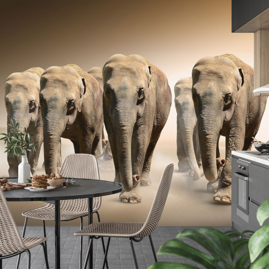 Panoramic Wallpaper - Wall Mural - Elephants