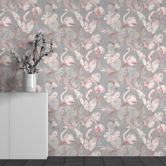 Panoramic Wallpaper - Wall Mural - Flower Bird Pattern