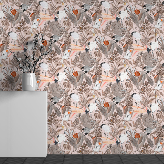 Panoramic Wallpaper - Wall Mural - Flower Pattern