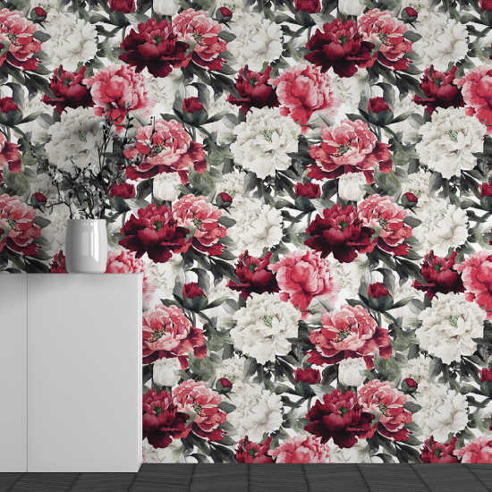 Panoramic Wallpaper - Wall Mural - Flower Pattern