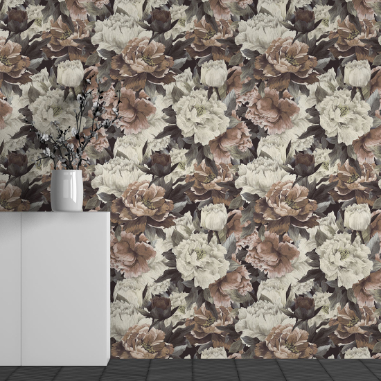 Panoramic Wallpaper - Wall Mural - Flower Pattern