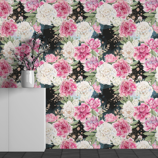 Panoramic Wallpaper - Wall Mural - Flower Pattern